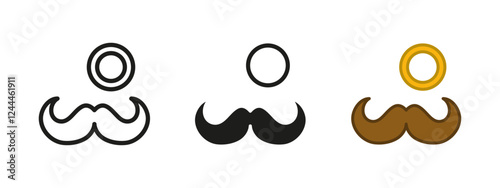 Gentleman icon. Mustache with eyeglass monocle vector illustration. Vintage moustache whisker with lens symbol. Elegant man character facial elements sign. Retro english male person classic style.