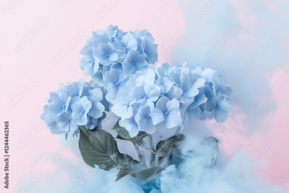 top view pastel blue hydrangea with pastel blue smoke top view pastel blue hydrangea with pastel blue smoke