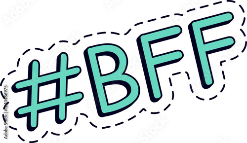 Best friends forever lettering featuring a hashtag and dashed line, illustrating the deep bonds of friendship and celebrating the joy and support shared among true friends
