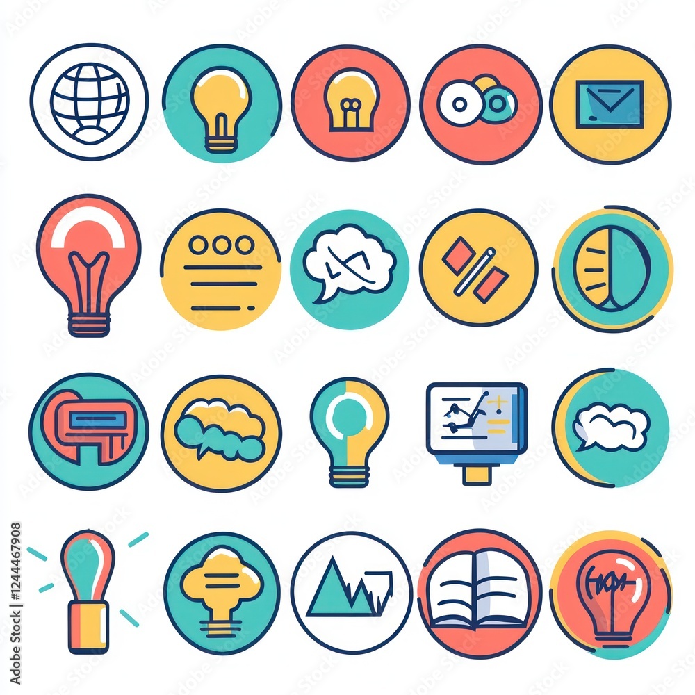 Mental skills concept icons representing idea generation, brainstorming, and brain exercises Mental skills concept icons representing idea generation, brainstorming, and brain exercises