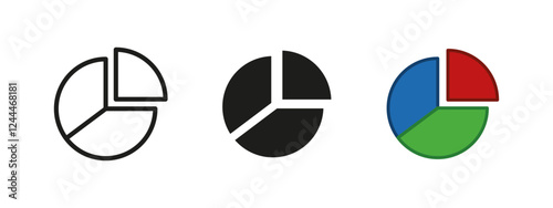 Pie chart diagram icon. Dial infographic vector illustration. Segment graph symbol. Area section piece sign. Quarter part split pictogram. Business analytics and statistic proportion analysis concept.