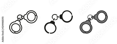 Handcuffs icon. Arrest symbol. Prison and jail sign. Slave and slavery concept. Captive illegal convict pictogram. Criminal detention and confinement with handcuffs vector illustration.