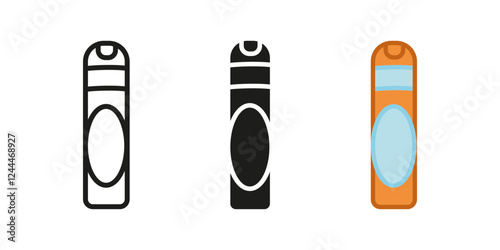 Air freshener spray icon. Deodorant aerosol bottle vector illustration. Air freshener diffuser symbol. Aromatic fragrance household freshener product pictogram. Scent spread can concept.