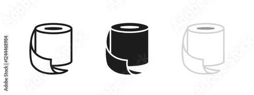 Toilet paper icon. Toilet paper roll vector illustration. Disposable hygienic tissue symbol. Soft and clean wipe sign. Sanitary towel pictogram. Household sheet. WC lavatory napkin concept isolated.