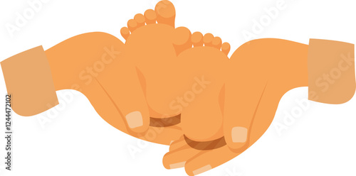 Loving parent gently holding delicate feet of newborn baby, symbolizing protection, tenderness, and parental bond