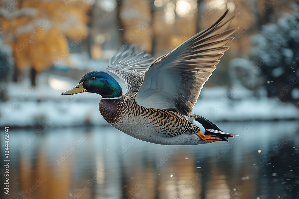 Obraz premium The duck is flying