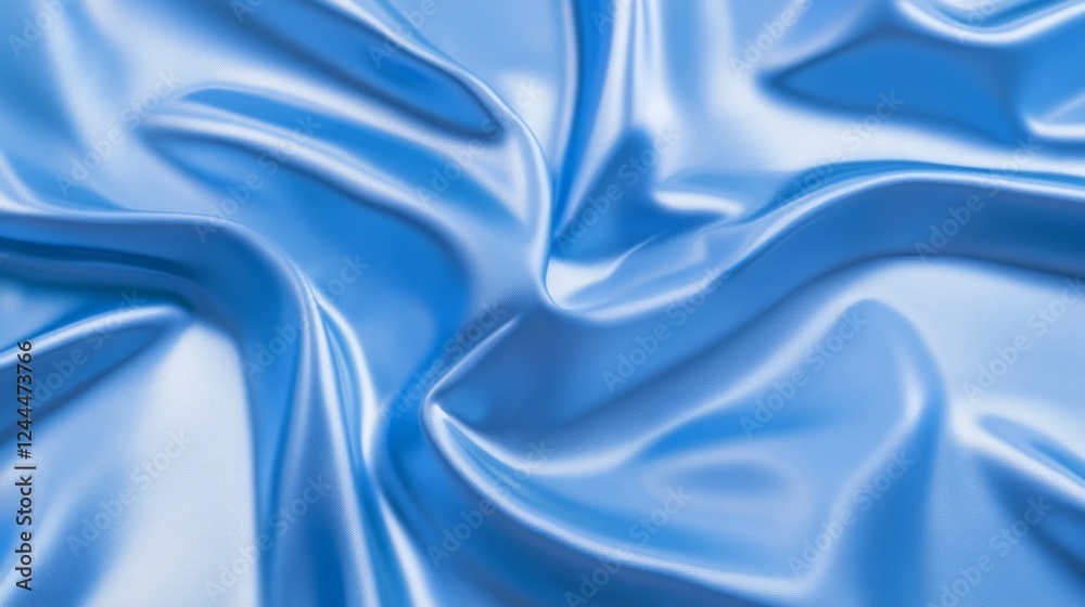 Obraz premium Textured blue fabric display features intricate folds and soft sheen