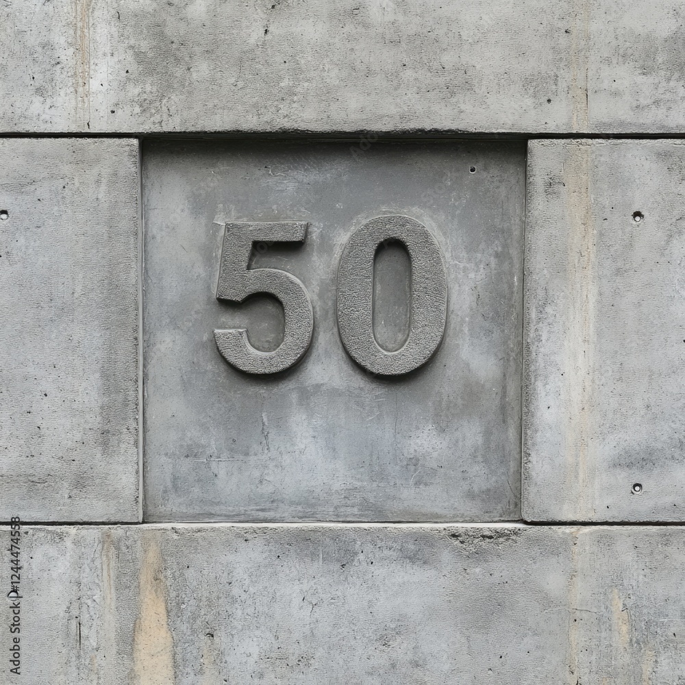 Concrete number on wall Concrete number on wall