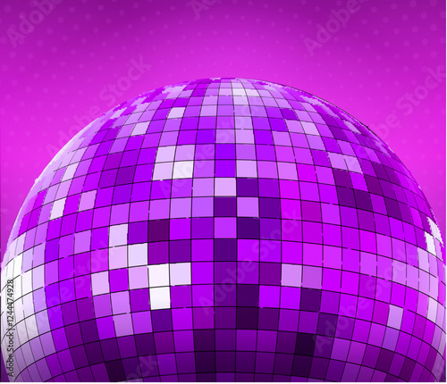 Disco dance party background poster. Vector party template design. Light disco ball music