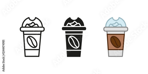 Iced coffee icon. Cold beverage vector illustration. Takeaway espresso symbol. Refreshing summer drink sign. Barista frappe energy concept.