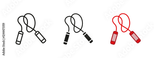 Jump rope icon. Fitness exercise vector illustration. Skipping rope training symbol. Cardio workout sign. Endurance and agility concept. Lightweight and active equipment.