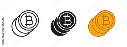Bitcoin icon. Cryptocurrency finance vector illustration. Blockchain currency symbol. Digital money payment sign. Investment wealth economy design. Crypto bit coins multiplication pictogram.