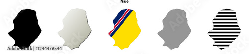 Niue outline map set