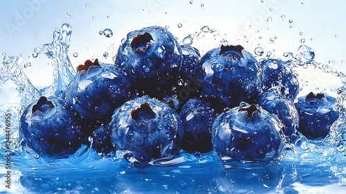 Wallpaper Mural   A few blueberries float in water with a splash on top Torontodigital.ca