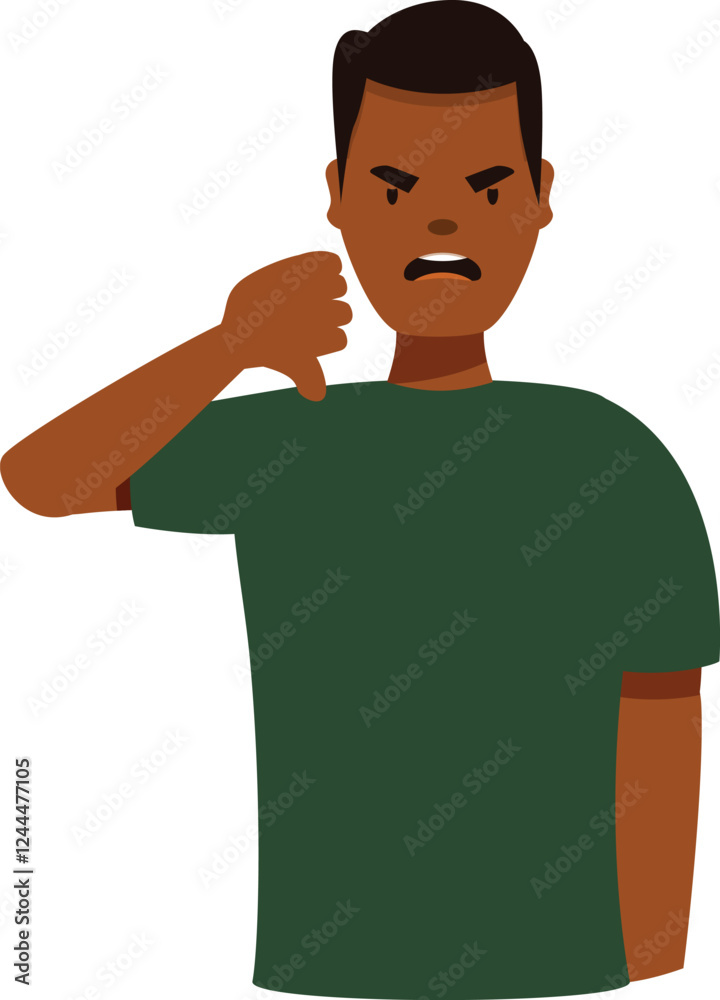 Angry man gesturing thumbs down, expressing disapproval and negative feedback Angry man gesturing thumbs down, expressing disapproval and negative feedback