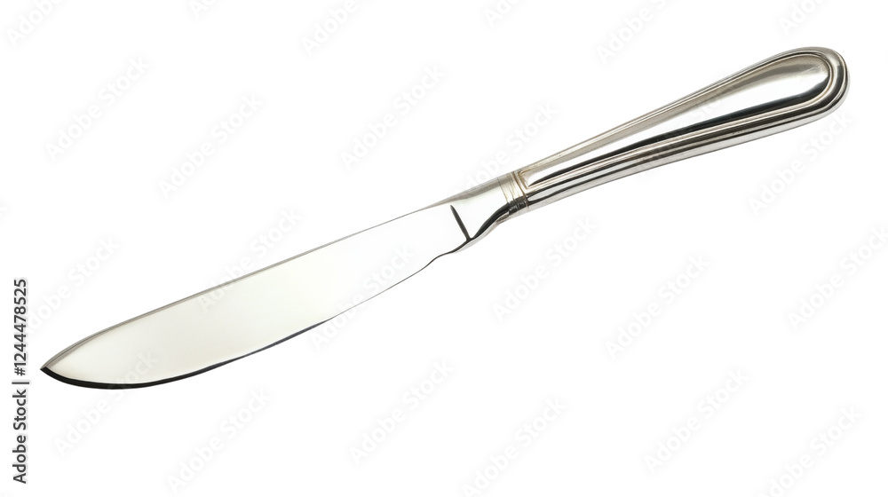 Shiny silver butter knife isolated on transparent background Shiny silver butter knife isolated on transparent background