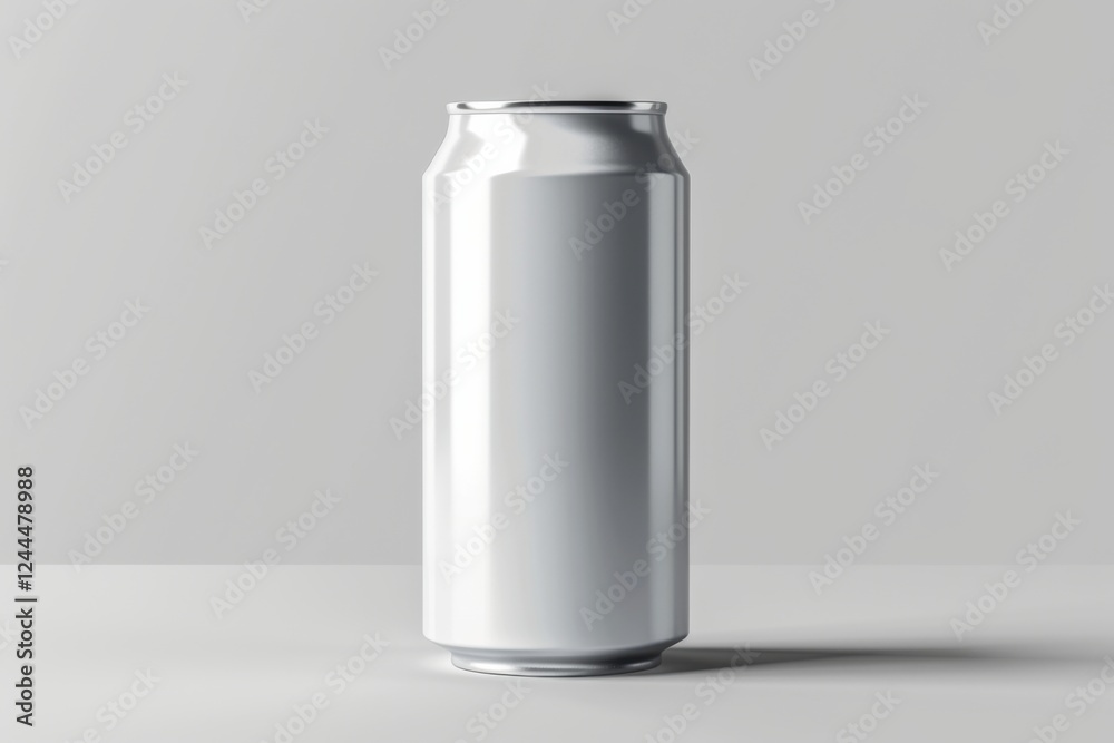 Elegant vector graphic of a white aluminum drink can, showcasing a polished metallic finish and crisp edges, on a plain background Elegant vector graphic of a white aluminum drink can, showcasing a polished metallic finish and crisp edges, on a plain background