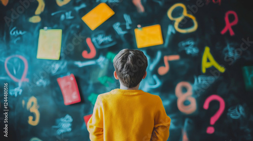 Dyslexia, dyscalculia, and perceptual disorders impacting understanding of content at school or work. A conceptual depiction of learning difficulties, perfect for education, psychology.