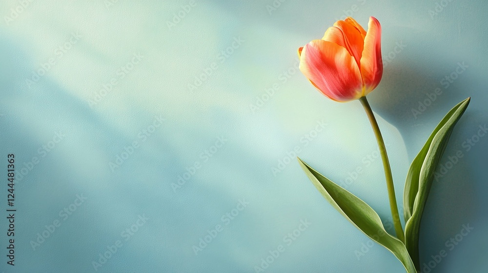 Orange tulip flower in the sun rays Orange tulip flower in the sun rays