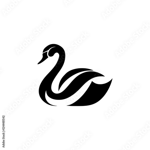 Swan minimalist emblem. Swan emblem. Design element for emblem, sign, poster, label.