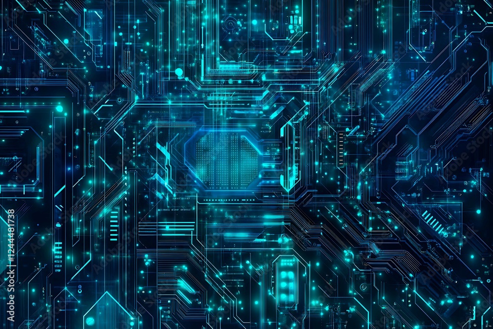 Abstract close-up of a glowing blue digital circuit board, showcasing intricate connections and technological design on a black background.
Abstract close-up of a glowing blue digital circuit board, showcasing intricate connections and technological design on a black background.