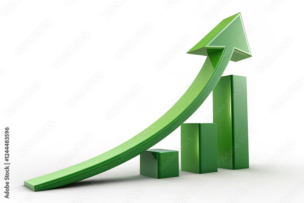 3d green growth arrow. Ecological economy. Symbol of ecological and sustainable economy