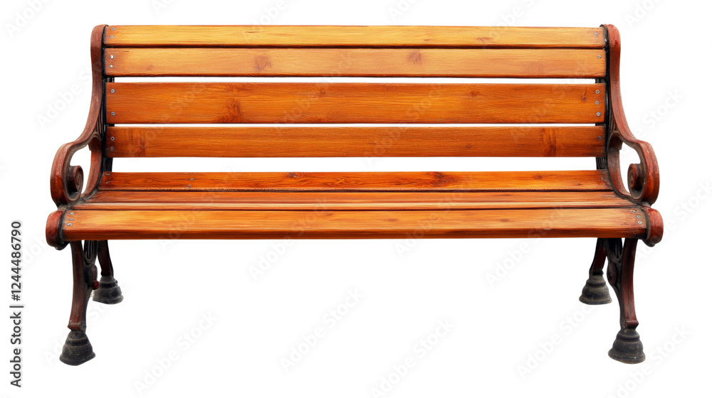Wooden bench with metal legs isolated on transparent background Wooden bench with metal legs isolated on transparent background
