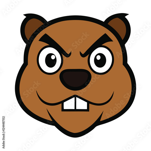 Angry Beaver head funny vector art illustration