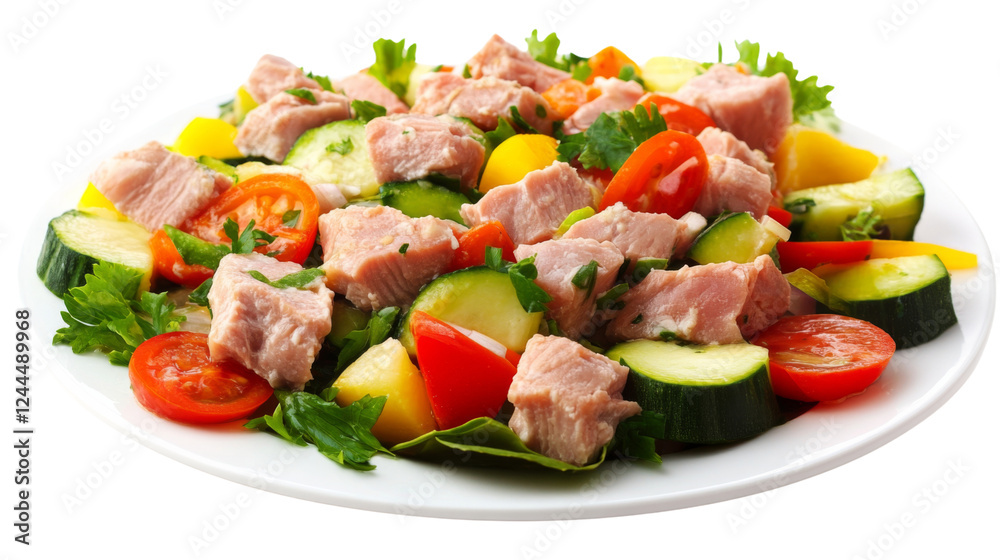 Delicious tuna salad with mixed vegetables on transparent background Delicious tuna salad with mixed vegetables on transparent background