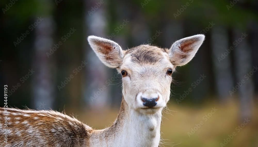 Enchanting Closeup of a Young European Fallow Deer, Gazing Intently with Expressive Eyes Against a Misty Forest Backdrop at Sunset, Capturing the Mystery and Grace of this Enigmatic Enchanting Closeup of a Young European Fallow Deer, Gazing Intently with Expressive Eyes Against a Misty Forest Backdrop at Sunset, Capturing the Mystery and Grace of this Enigmatic