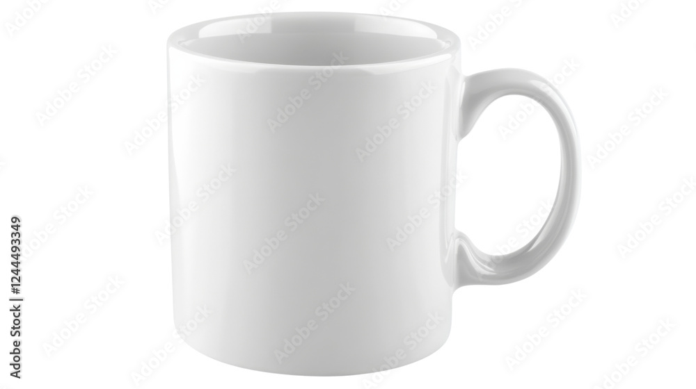Classic white mug isolated on transparent background for mockup design Classic white mug isolated on transparent background for mockup design