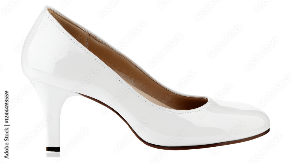 White patent leather high heel shoe isolated on transparent background White patent leather high heel shoe isolated on transparent background