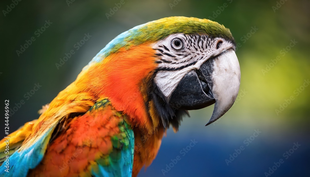 Vibrant and Exotic A Striking CloseUp of a Colorful Macaw Parrot Displaying Its Plumage with Intense Detail, Emphasizing the Beauty and Diversity of Natures Palette. Vibrant and Exotic A Striking CloseUp of a Colorful Macaw Parrot Displaying Its Plumage with Intense Detail, Emphasizing the Beauty and Diversity of Natures Palette.