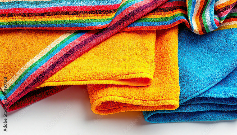 Colorful Striped and Solid Beach Towels Soft Fluffy Texture