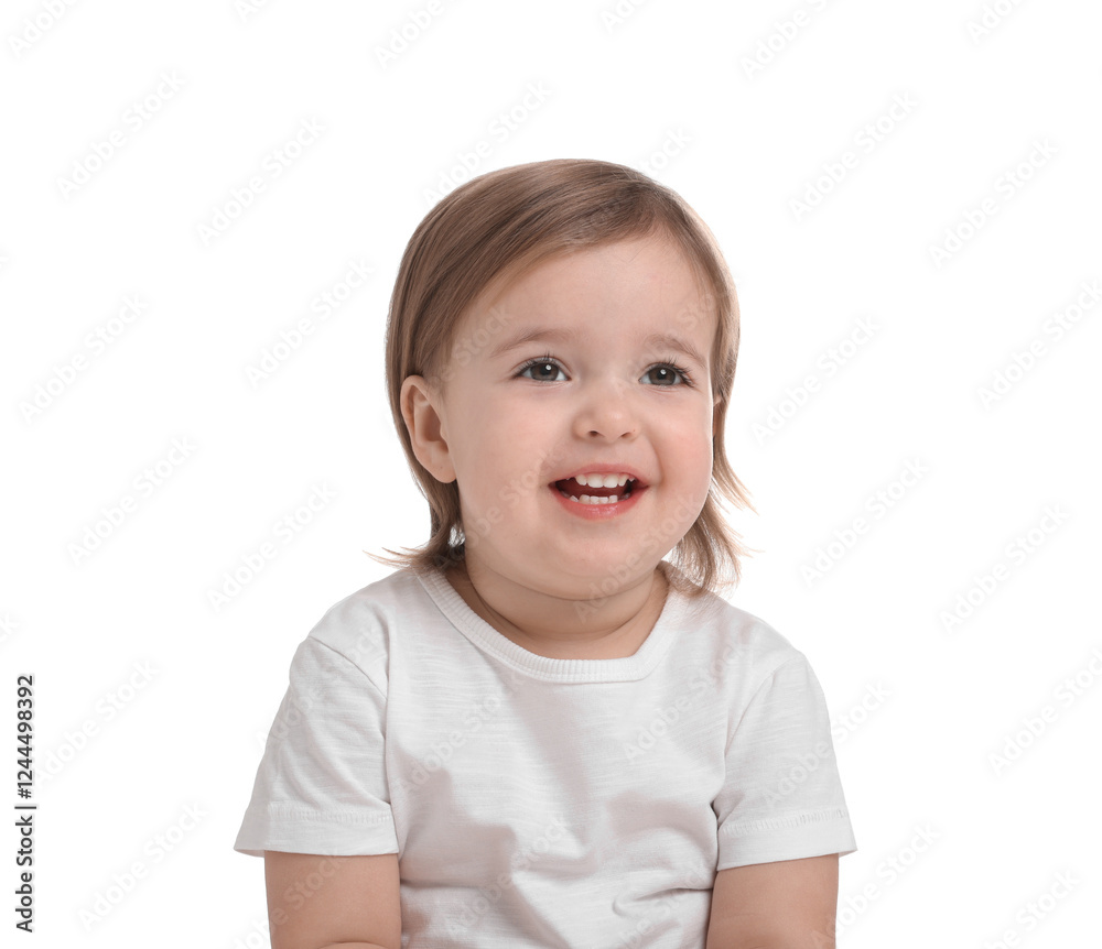 Cute little baby girl on white background Cute little baby girl on white background