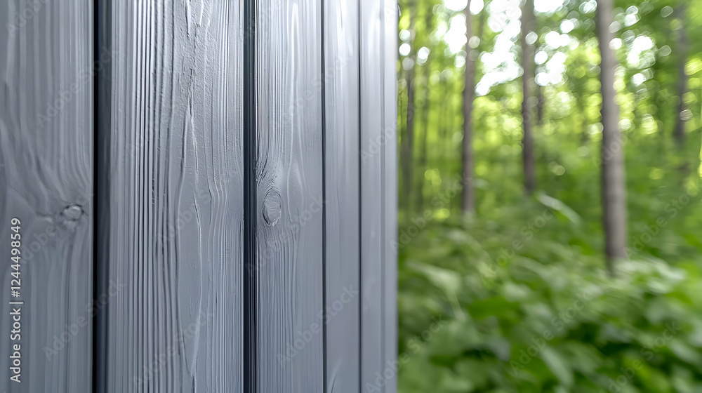 Fototapeta premium Gray wood wall, forest backdrop, nature scene, serenity