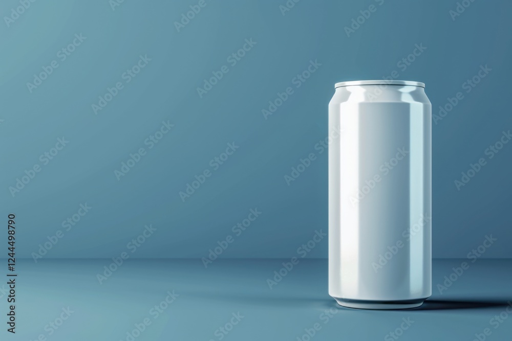 High-quality vector artwork of a white aluminum drink can, showcasing a polished metallic finish and precise lines, against a light gradient background High-quality vector artwork of a white aluminum drink can, showcasing a polished metallic finish and precise lines, against a light gradient background