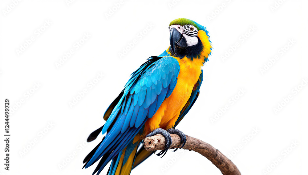 Blue and Gold Macaw Parrot on Branch Blue and Gold Macaw Parrot on Branch