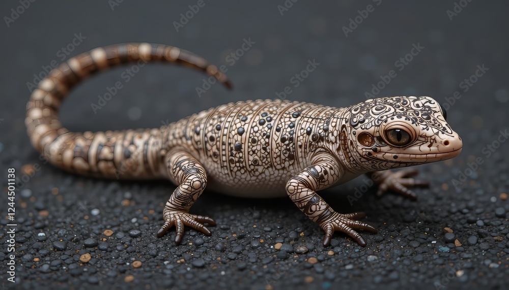 Close-up of a lizard with intricate textures, captured in a vivid and surreal environment that emphasizes its beauty and unique details in a digital art style Close-up of a lizard with intricate textures, captured in a vivid and surreal environment that emphasizes its beauty and unique details in a digital art style