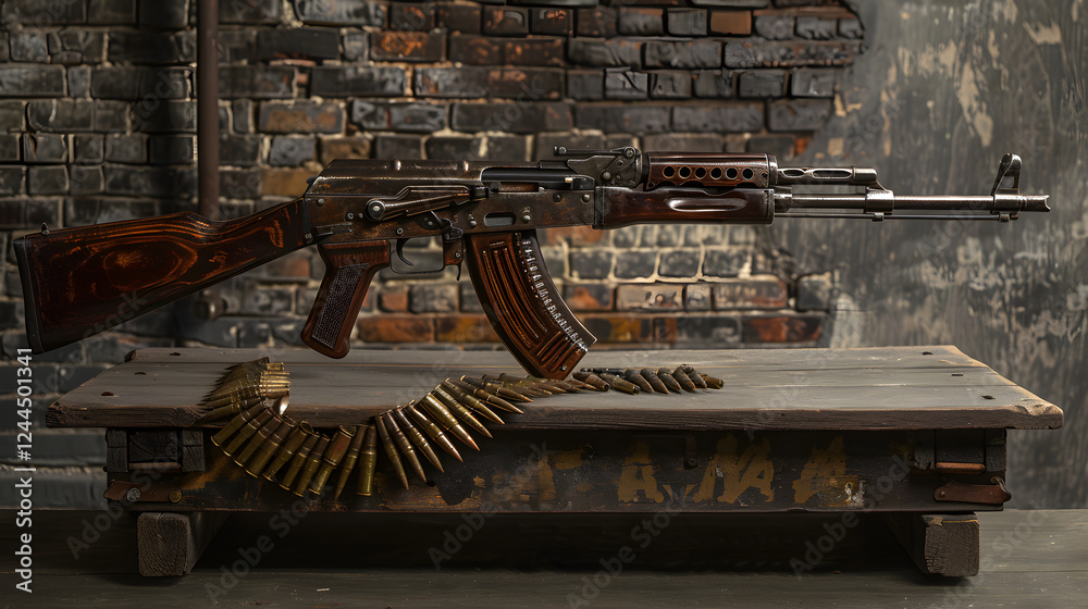 Unveiling the Robustness and Craftsmanship of the Iconic PK Machine Gun in a Rustic Setting Unveiling the Robustness and Craftsmanship of the Iconic PK Machine Gun in a Rustic Setting