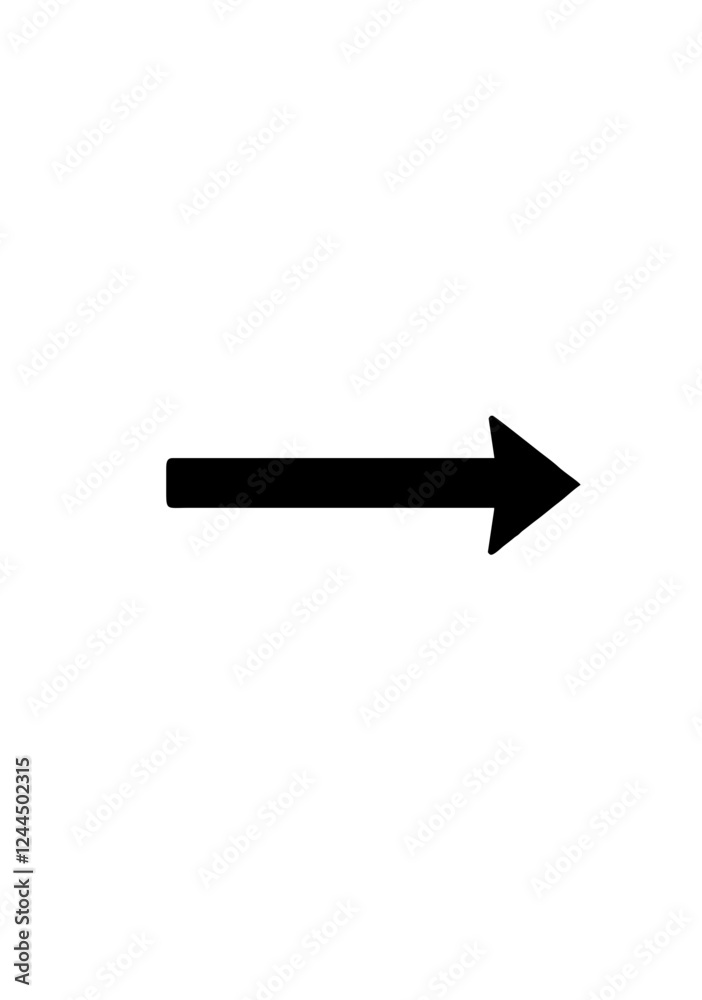 Classic Black Right Arrow Symbol on a White Background for Road Signs and Digital Interfaces Classic Black Right Arrow Symbol on a White Background for Road Signs and Digital Interfaces