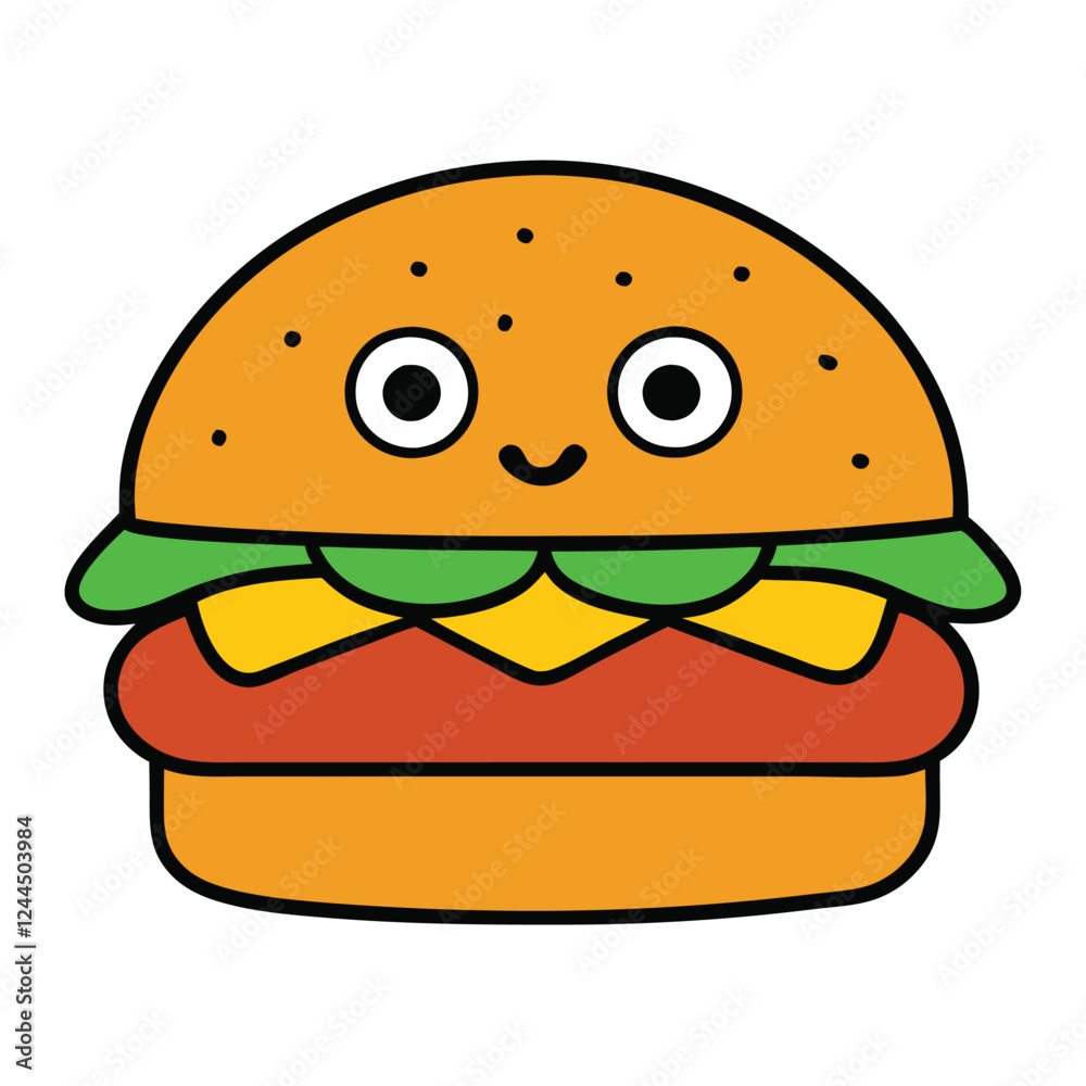 Burger, food funny vector art illustration Burger, food funny vector art illustration