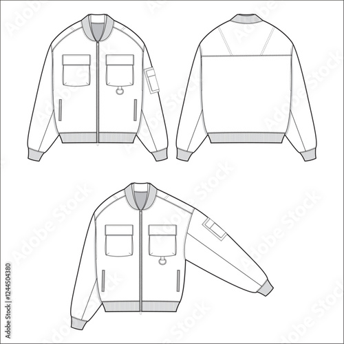 tactical bomber jacket mockup template clothing vector design