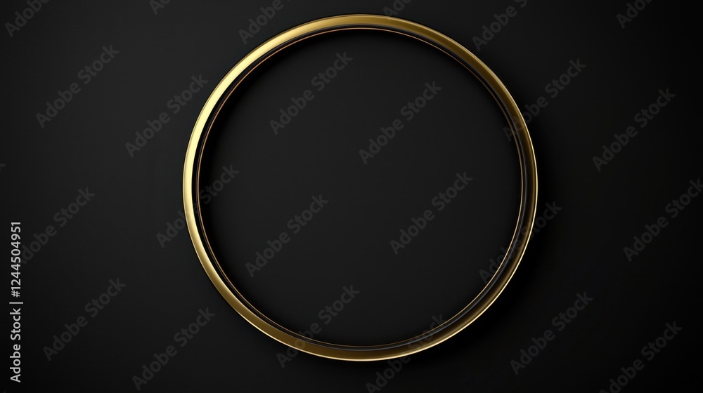 Circular gold frame on a dark background, designed for displaying art or photographs in a gallery or home setting Circular gold frame on a dark background, designed for displaying art or photographs in a gallery or home setting