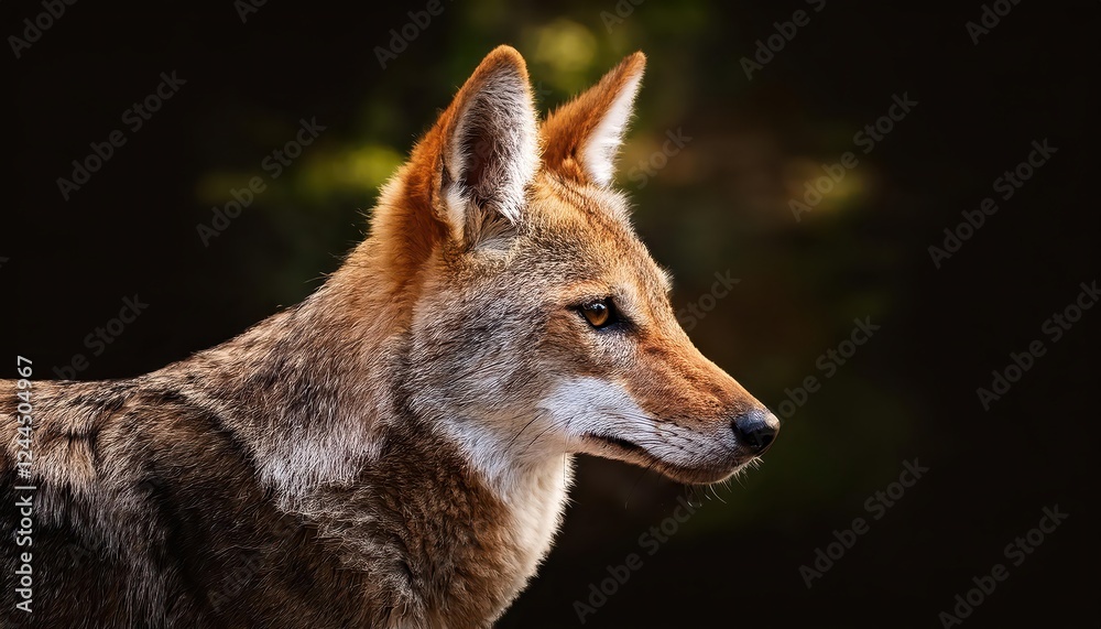 Fototapeta premium Striking Coyote Portrait Created with Generative AI Technology, Depicting a Wild Canid in HighDefinition Detail, Captured against a Desert Landscape at Twilight.