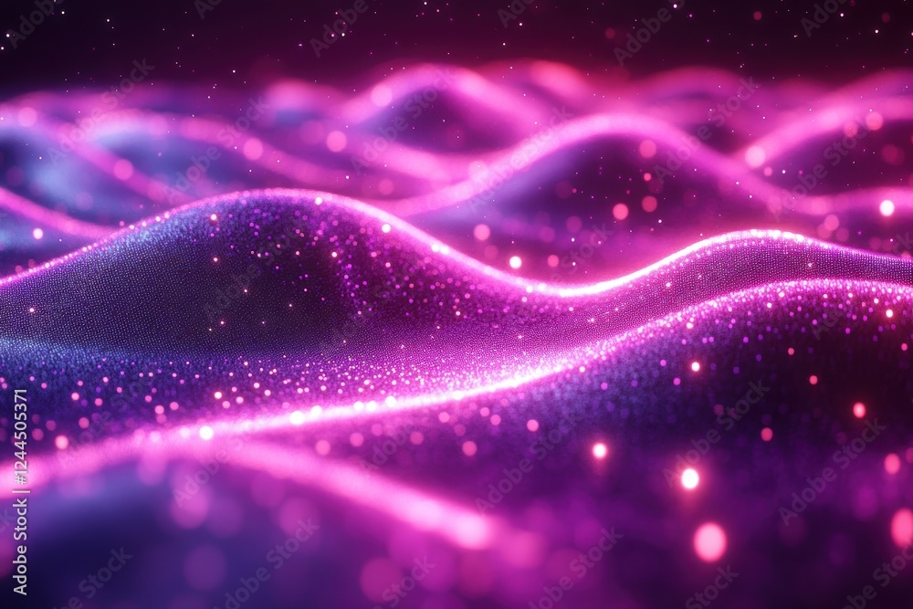 Fototapeta premium Abstract waves of light with vibrant colors and sparkling particles.