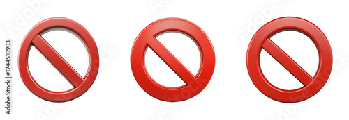 Free Download 3D Illustration of Three Red Prohibition Signs Isolated on a Transparent Background - GFXLoad