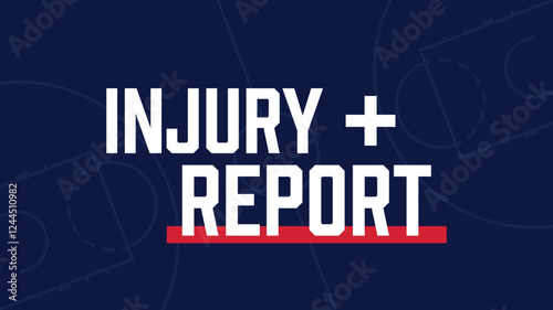 Sport injury report. Basketball. Vector illustration with dark background and text. 