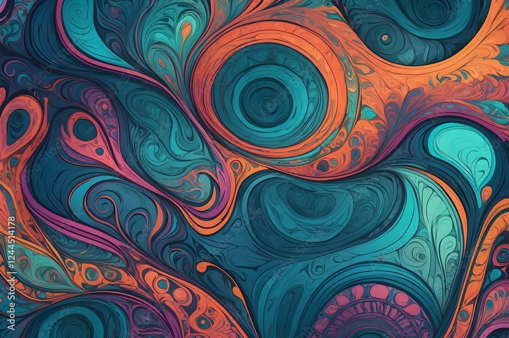 Fototapeta premium Design Vorlage Hintergrund Grafik - Boho Muster in psychedelischen Farben