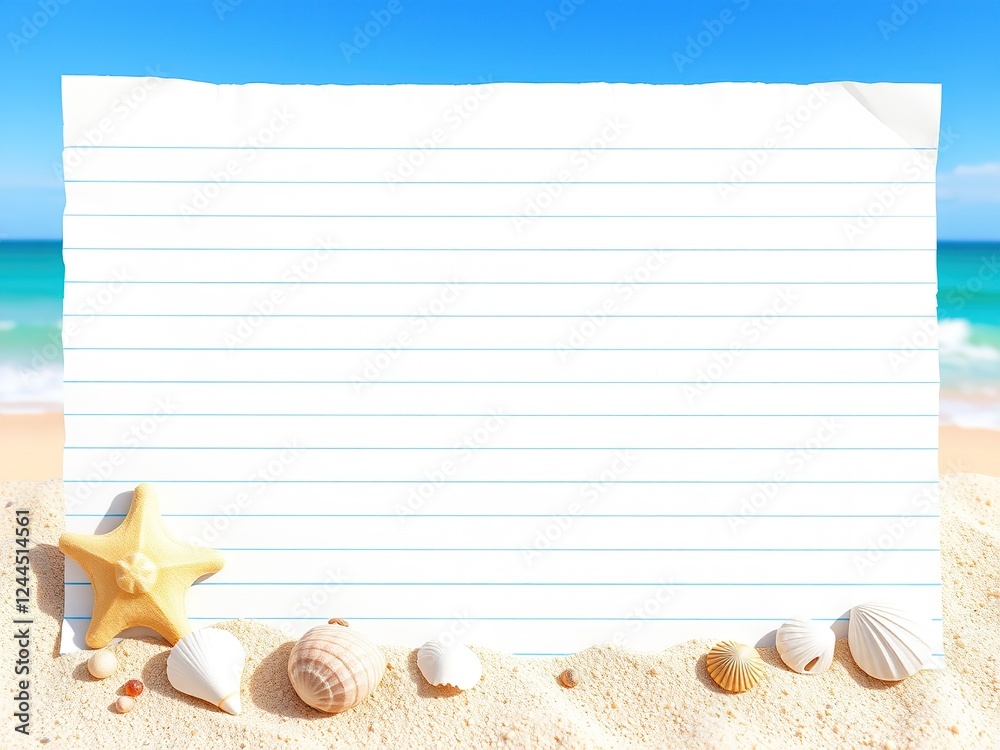 Obraz premium Summery Beach Notes: Lined Paper for Coastal Memories